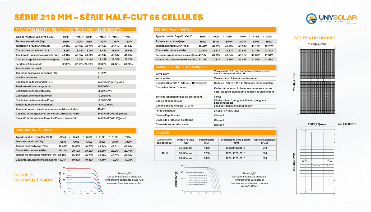 Fiche Technique Détaillée - Série 210 mm Half-Cut 66 Cellules